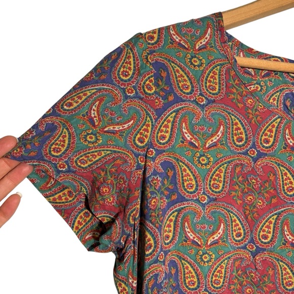 FAHERTY | Women’s Multicolor 100% Silk Paisley Floral Midi Dress size Medium - Picture 6 of 12